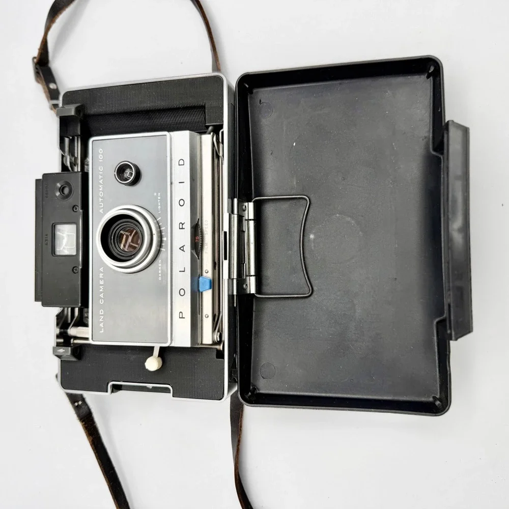 Vintage Polaroid Automatic 100 Land Camera Folding Bellows Instant Film Grey